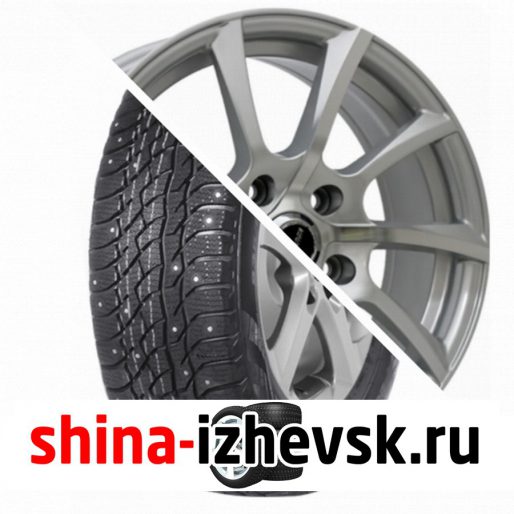 Колесо в сборе Viatti Bosco Nordico (V-523) 205/70 R15 T 96 + X-Race AF14 6xR15 4×98 ET35 DIA58.6 Серебристый полностью полированный в Ижевске